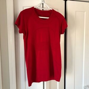 Lululemon swiftly tech short sleeve, size 10, deep red
